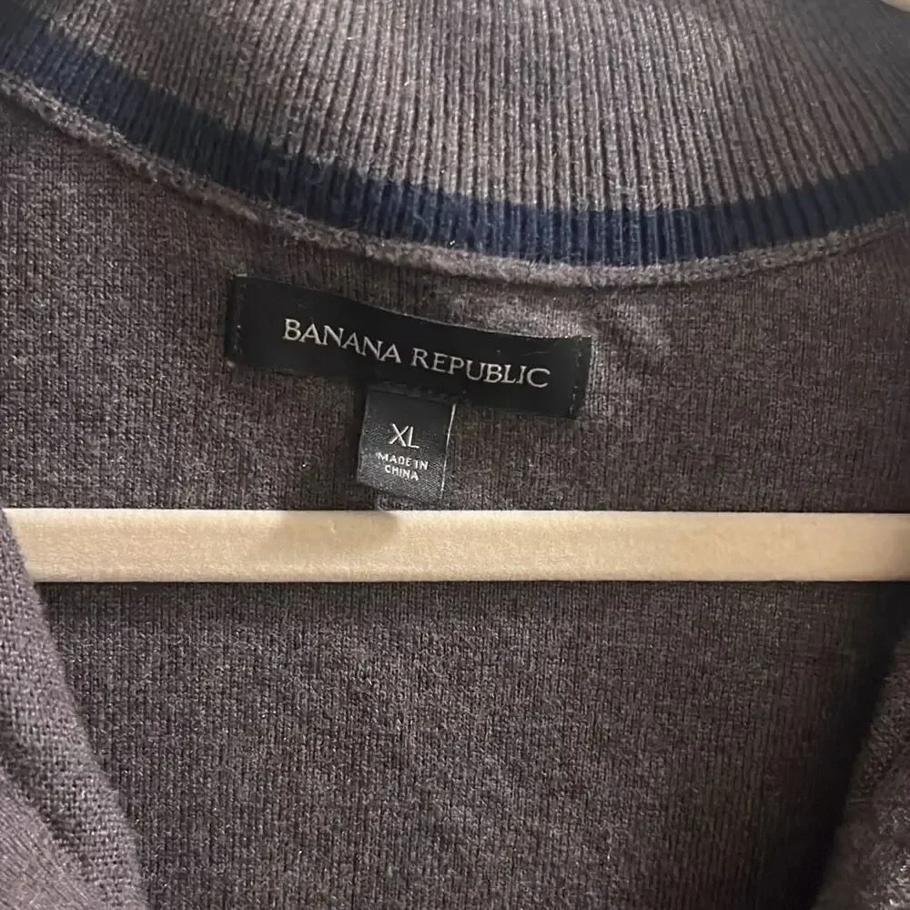 ✨Banana Republic Half Zip Pullover Sz XL Green/Grey Sweater✨